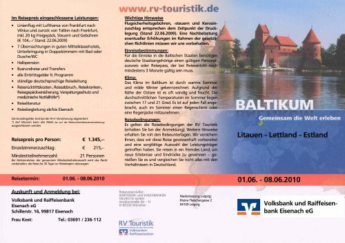 Baltikum - Volksbank und Raiffeisenbank Eisenach eG