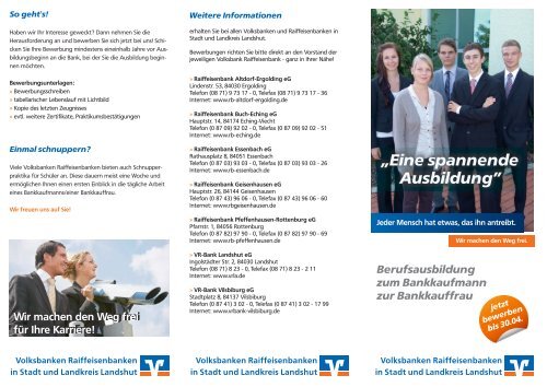 Flyer Berufsausbildung - VR-Bank Vilsbiburg eG
