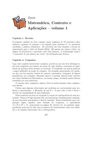 Matemática, Contexto e Aplicaç˜oes – volume 1