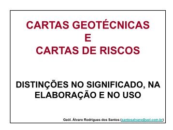 CARTAS GEOTÉCNICAS E CARTAS DE RISCOS