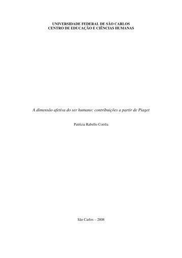 A dimensão afetiva do ser humano: contribuições a partir ... - UFSCar