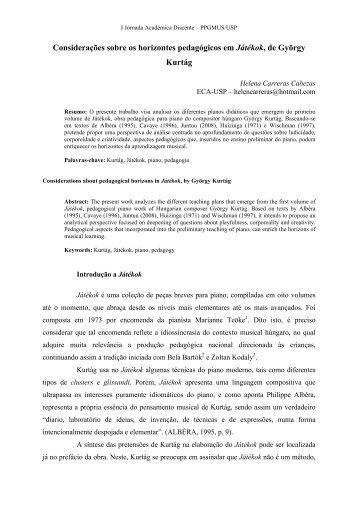 Considerações sobre os horizontes pedagógicos em ... - ECA-USP