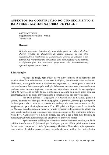 Aspectos da Construção do Conhecimento e da Aprendizagem