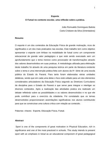 Artigo do PDE - Secretaria de Estado da Educação do Paraná