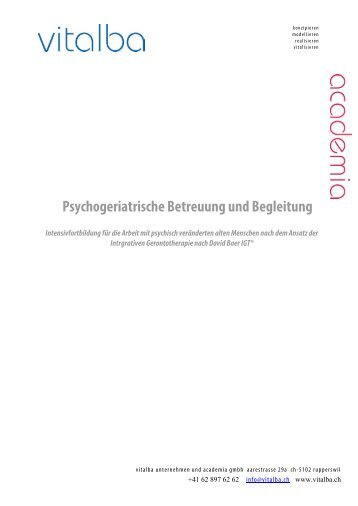 Psychogeriatrische Betreuung und Begleitung - Vitalba