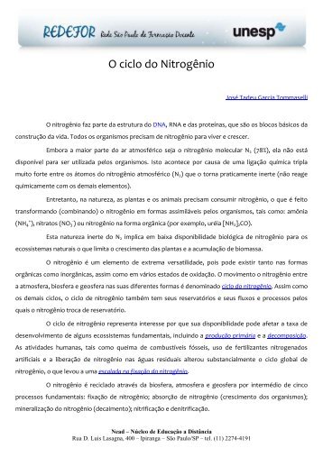 O ciclo do Nitrogênio - Acervo Digital da Unesp