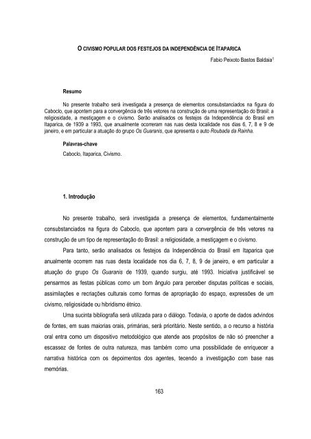 o civismo popular dos festejos da independência de itaparica