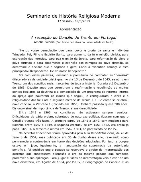 Apresentação da sessão - Faculdade de Teologia