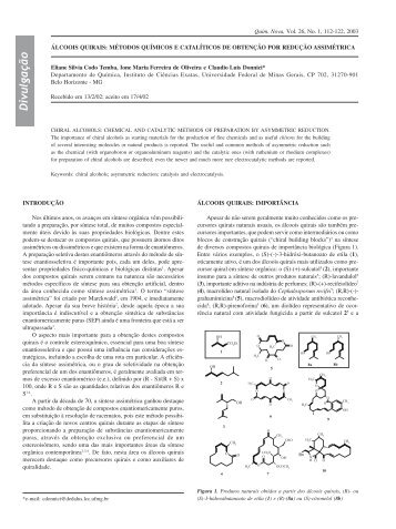 Álcoois Quirais: Métodos Químicos e Catalíticos de ... - Química Nova