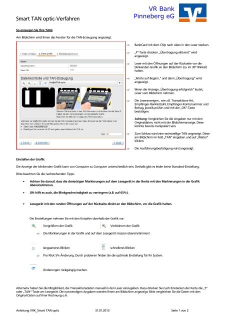 Verfahrensanleitung Vrk Smart Tan Optic Vr Bank Pinneberg Eg