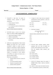 lista de exercícios – isomeria óptica - Colégio Pedro II - UE Centro
