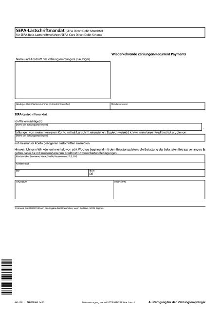 SEPA-Basis-Lastschriftmandat (deutsch)