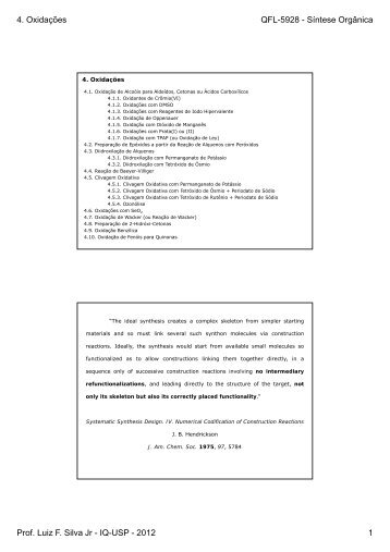 4. Oxidações QFL-5928 - Síntese Orgânica Prof. Luiz F. Silva ... - USP