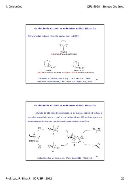 4. Oxidações QFL-5928 - Síntese Orgânica Prof. Luiz F. Silva ... - USP