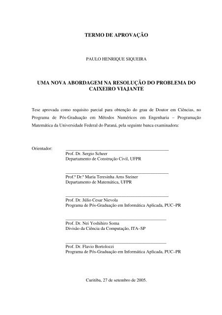 uma nova abordagem na resolução do problema do caixeiro viajante