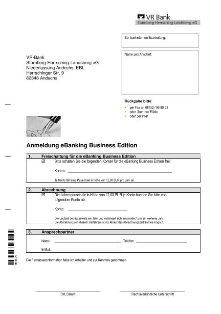 Anmeldung eBanking Business Edition - VR Bank Starnberg ...