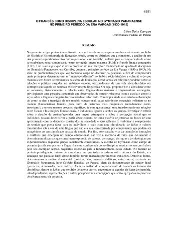 O francês como disciplina escolar no gymnásio ... - Faced.ufu