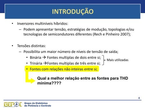 Análise Harmônica de Inversores Multiníveis Assimétricos ... - UFSM