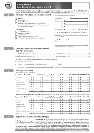 1 2 3 4 Bestellschein Kundenkarte oder Abonnement