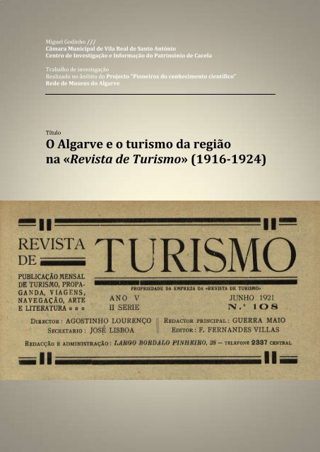 O Algarve e o turismo da região na «Revista de Turismo» (1916-1924)