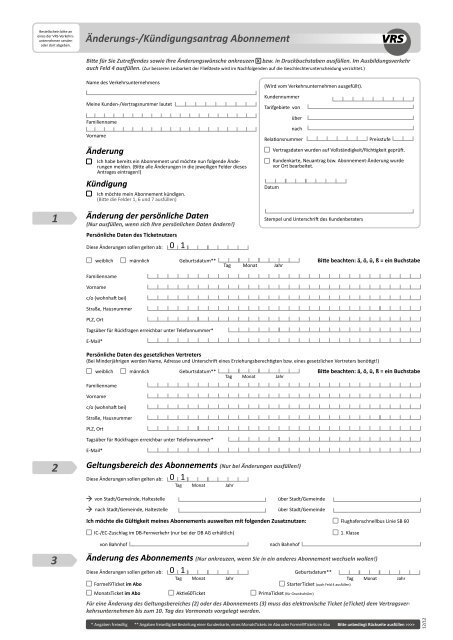 Kündigungs-/Änderungsformular ( 234,89 KB ) - VRS