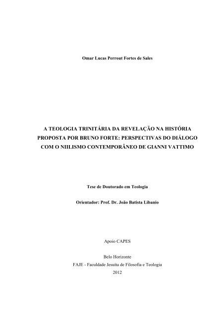 teologia trinitária da revelação na história proposta - FaJe