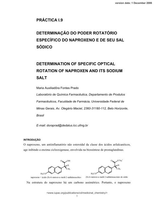 práctica i.9 determinação do poder rotatório específico - IUPAC