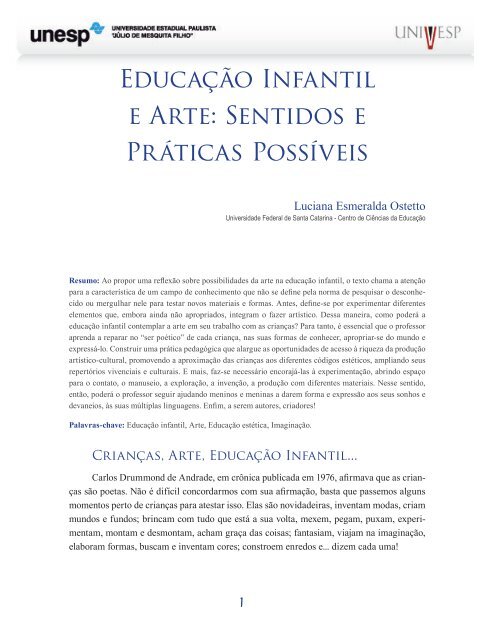 Educação Infantil e Arte: Sentidos e Práticas Possíveis