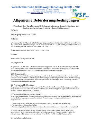 Allgemeine Beförderungsbedingungen - VSF GmbH