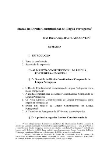 Macau no Direito Constitucional de Língua Portuguesa