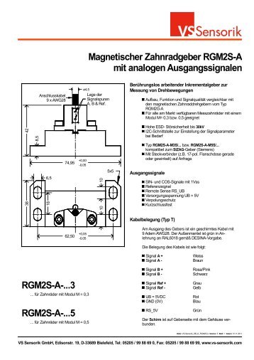 Magnetischer Zahnradgeber RGM2S-A mit analogen ... - VS Sensorik