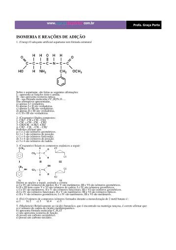 ISOMERIA E REAÇÕES DE ADIÇÃO