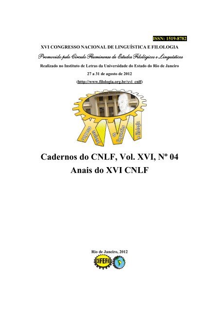 Cadernos do CNLF, Vol. XVI, Nº 04 Anais - Círculo Fluminense de ...