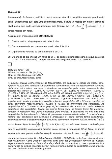 Prova comentada - Vestibular UFSC/2008