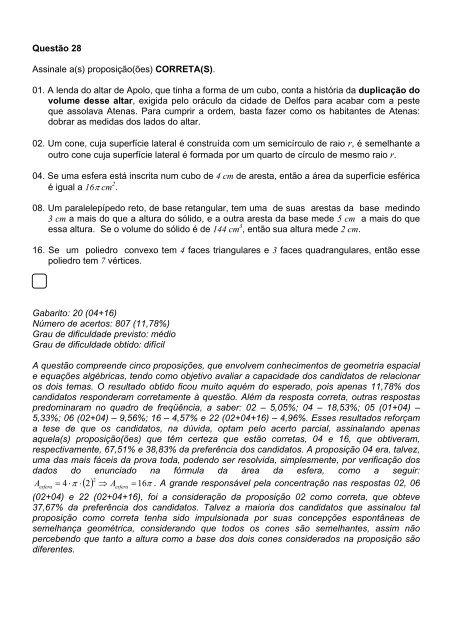 Prova comentada - Vestibular UFSC/2008