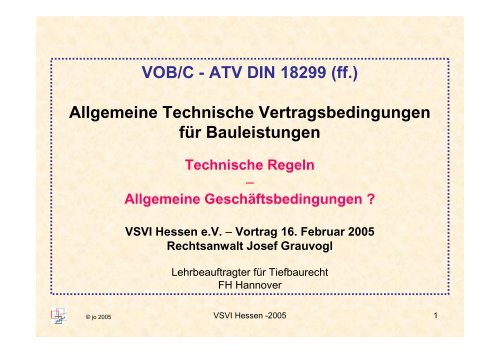 VOB/C - ATV DIN 18299 (ff.) Allgemeine Technische ... - VSVI Hessen