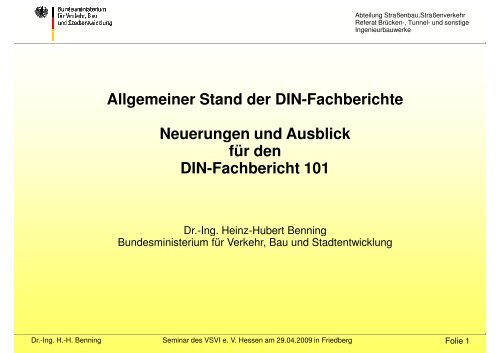 Neuerungen im DIN-Fachbericht 101 - VSVI Hessen