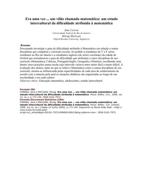 Resumos de artigos relacionados à Educação Matemática