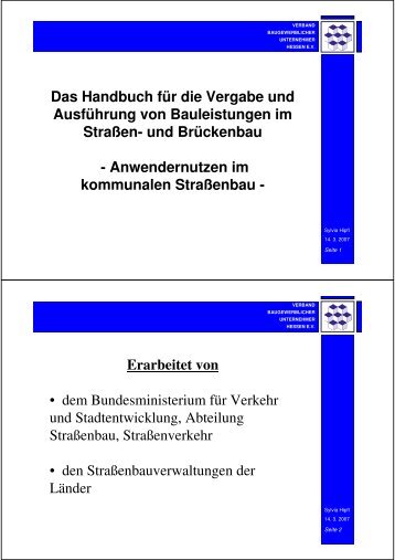 Das Handbuch für die Vergabe und Ausführung von ... - VSVI Hessen