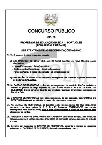 GP-09 Professor de Educação Básica II - Português - Ordem