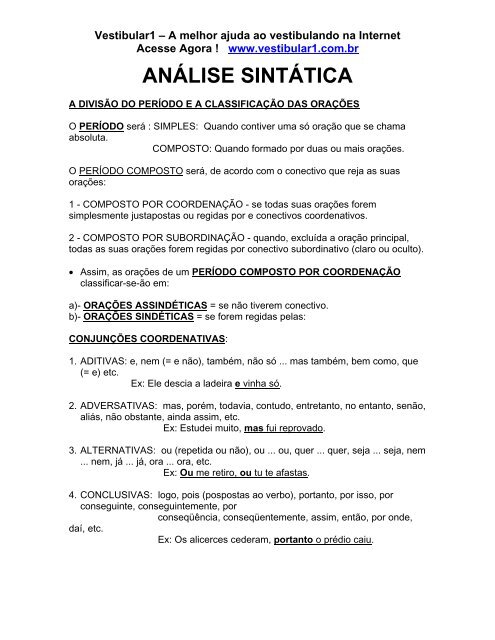 Revisão 3 Série - Análise Sintática, PDF