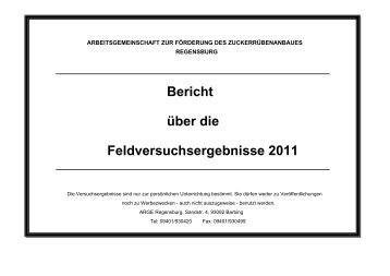 Versuchsbericht 2011 - BISZ - Südzucker AG