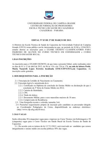 UNIVERSIDADE FEDERAL DE CAMPINA GRANDE ... - CFP - UFCG