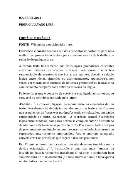 Coesao e Coerencia Textuais Semantica PDF, PDF, Pronome