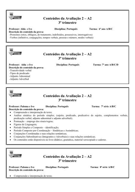 7º Ano 3º Tri, PDF, Assunto (gramática)