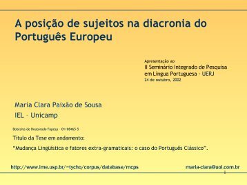 open pdf - presentation - Projeto Tycho Brahe - Unicamp