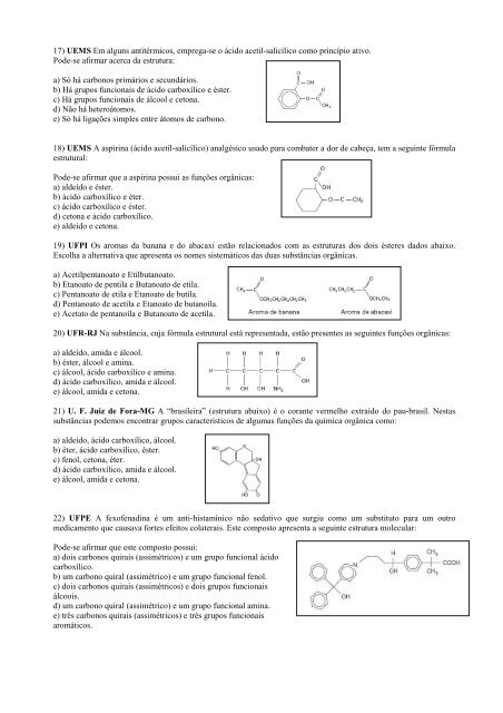 lista de exercicio -8 - FUNÇÕES OXIGENADAS - Campus Porto ...