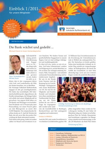 Ausgabe Nr. 1 - Vereinigte Volksbank Raiffeisenbank eG