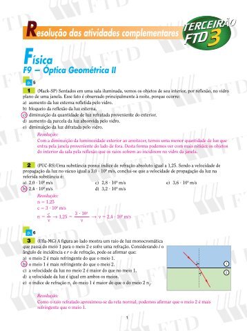 Resolução das atividades complementares Física F9 — Óptica