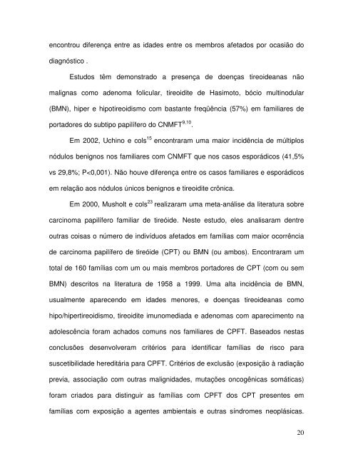 carcinoma papilífero familiar de tireóide - Faculdade de Medicina ...